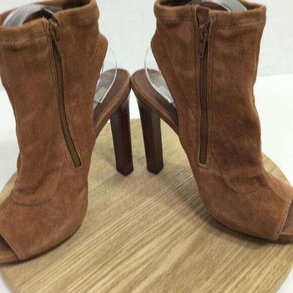 Diane von Furstenberg Womens Suede Open Toe Dress Bootie Brown Size US 8M - Picture 7 of 12